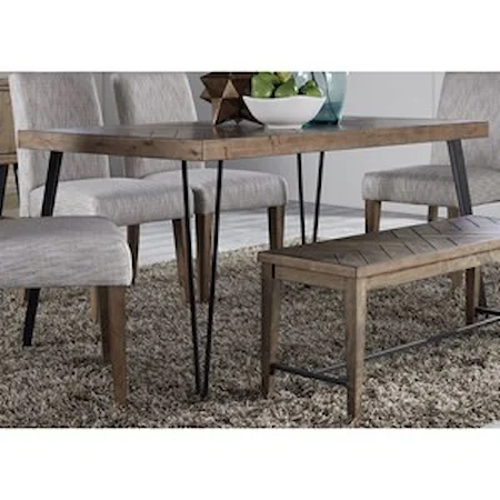 Contemporary Rectangular Leg Dining Table with Angled Metal Tube Legs